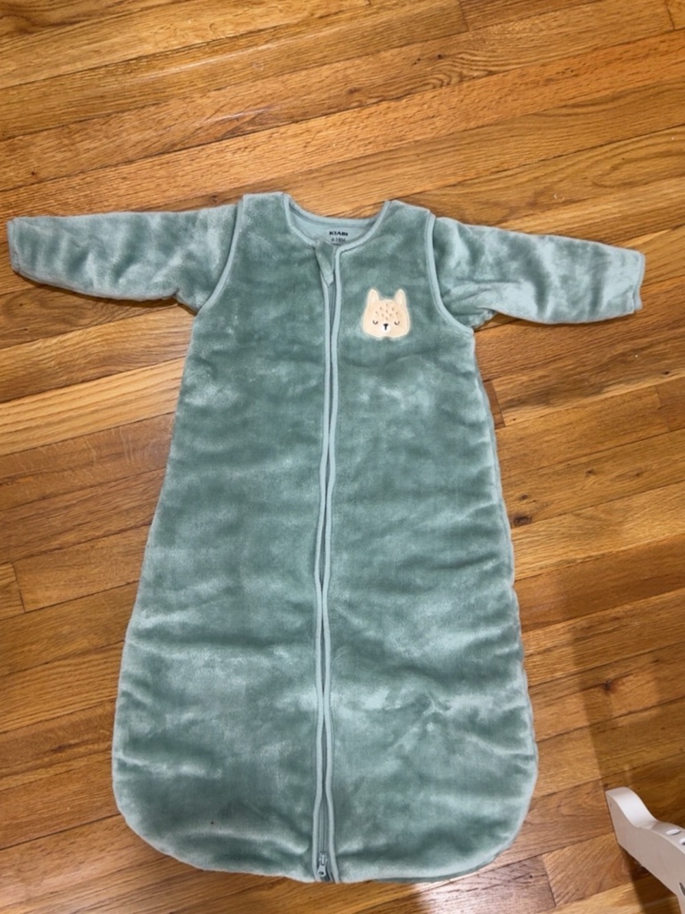 Plush Sage Green Baby Sleep Sack with Bunny Patch